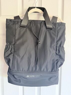 Beyond Yoga Black Nylon Drawstring convertible Tote